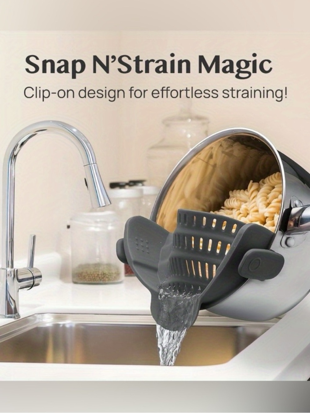Kitchen Gizmo Strainer for Pots, Pans, and Bowls